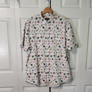 Club Room Mens Tropical Button Down Shirt Size XXL Flamingo Floral Vacation